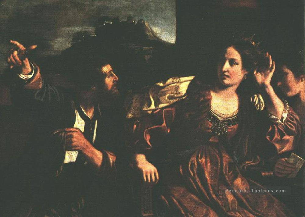 Sémiramis recevant le mot de la révolte de Babylone Baroque Guercino Peintures à l'huile